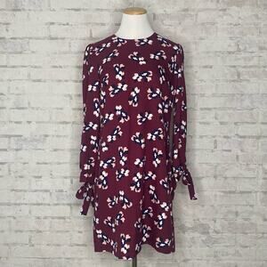 Banana Republic | Burgundy Floral Long Sleeve Shift Dress
